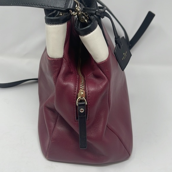 Kate Spade Black White Maroon Tote Convertible Satchel - Picture 5 of 17